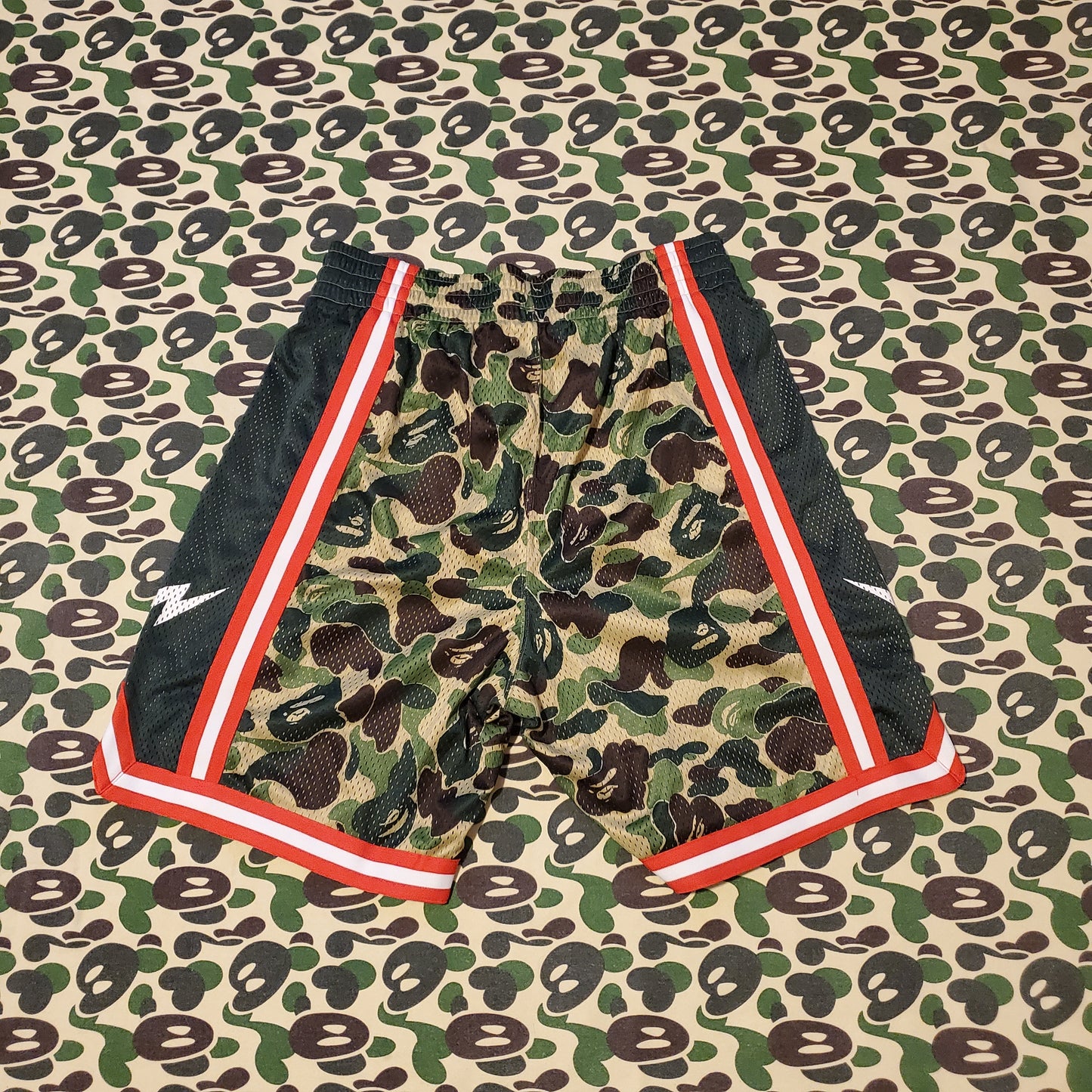 Bape ABC Green Sta Polyester Mesh Basketball Shorts