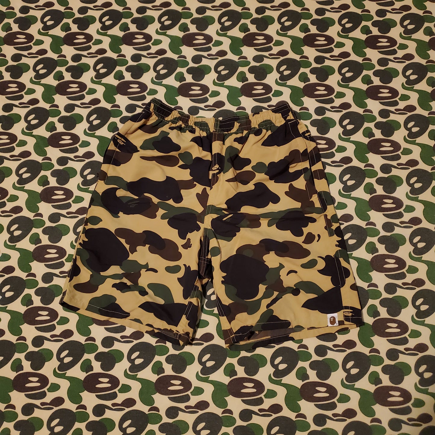 Bape 1st Yellow Camo Polyester Beach Shorts