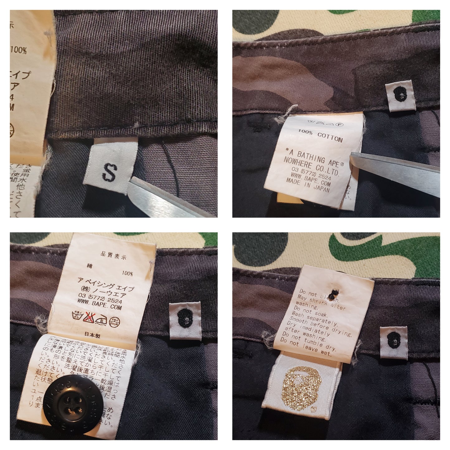 Bape Black Camo 6 Pocket Cargo Shorts Early 2000s