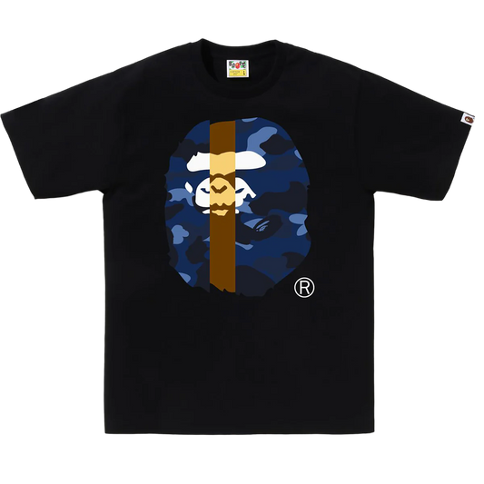 Bape Color Camo Transform Big Ape Head Shirt (Black/Blue)