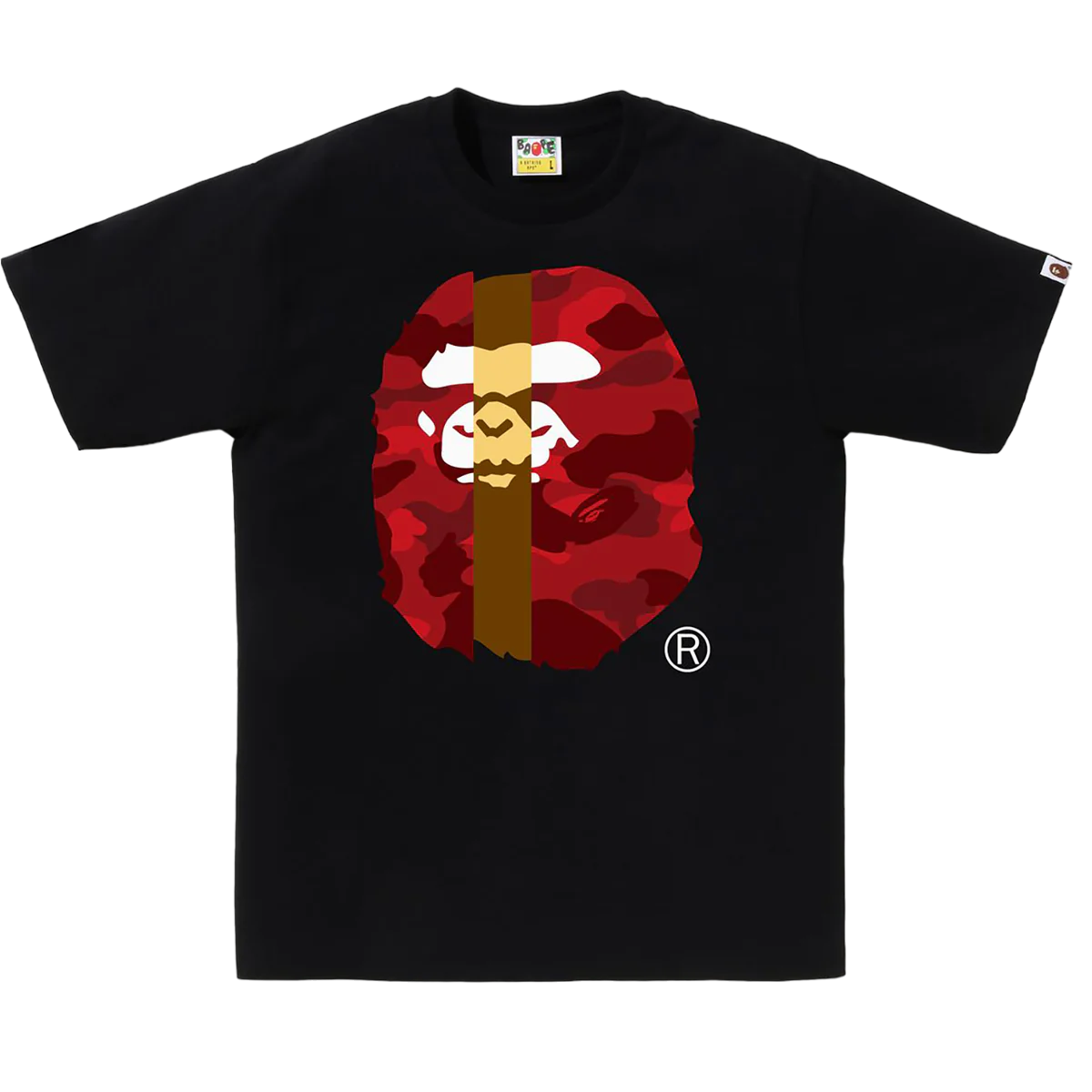 Bape Color Camo Transform Big Ape Head Shirt (Black/Red)