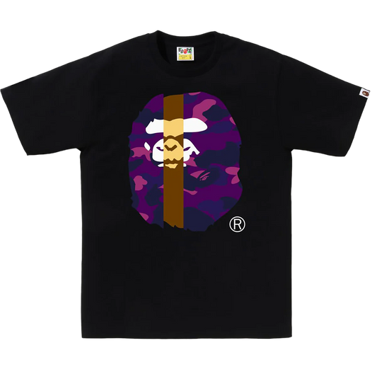 Bape Color Camo Transform Big Ape Head Shirt (Black/Purple)