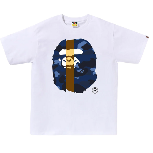 Bape Color Camo Transform Big Ape Head Shirt (White/Blue)