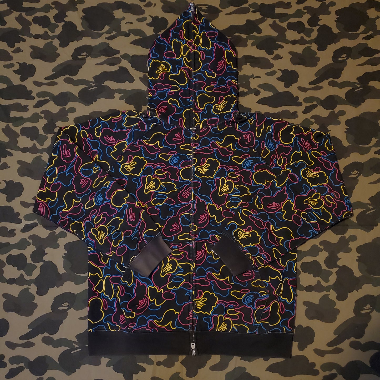 Bape Rainbow Neon Camo Fullzip Hoodie '05