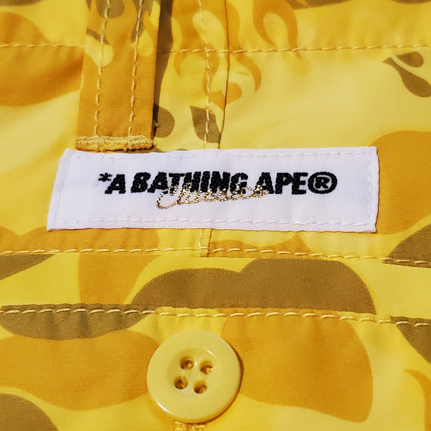 Bape Yellow Fire Camo Polyester Beach Shorts '09