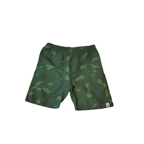 Bape Dark Green Beach Polyester Shorts Early 2000s