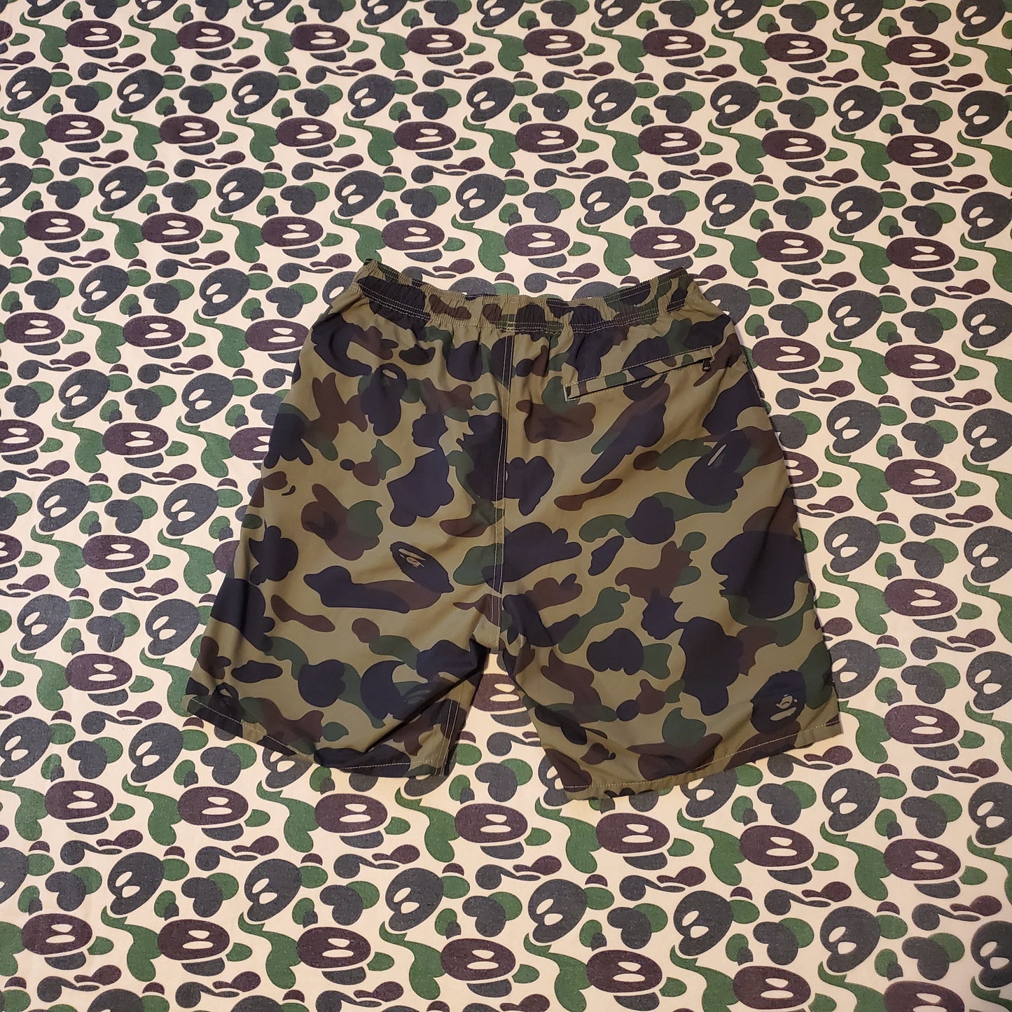 Bape 1st Green Camo Polyester Beach Shorts