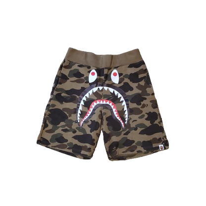 Bape 1st Green Camo Shark Cotton Shorts