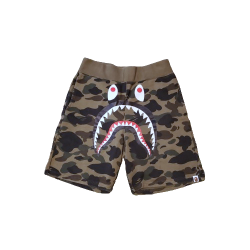 Bape 1st Green Camo Shark Cotton Shorts