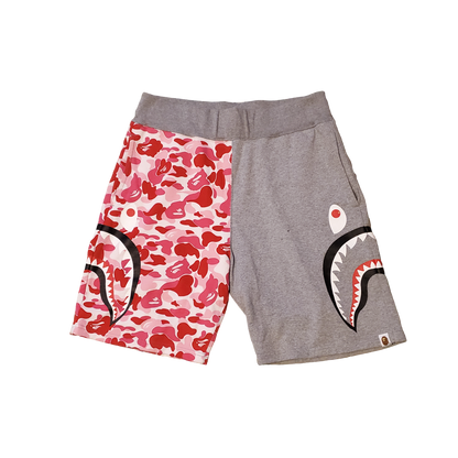 Bape Grey / ABC Pink Cotton Side Shark Shorts