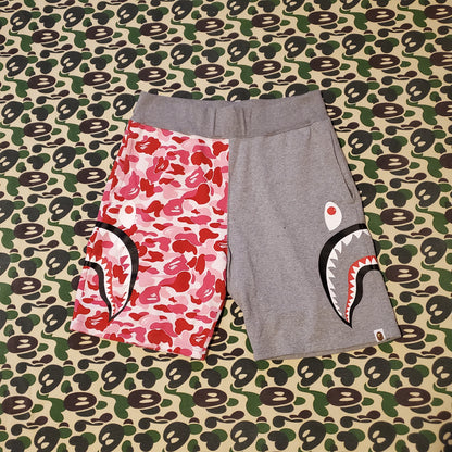 Bape Grey / ABC Pink Cotton Side Shark Shorts