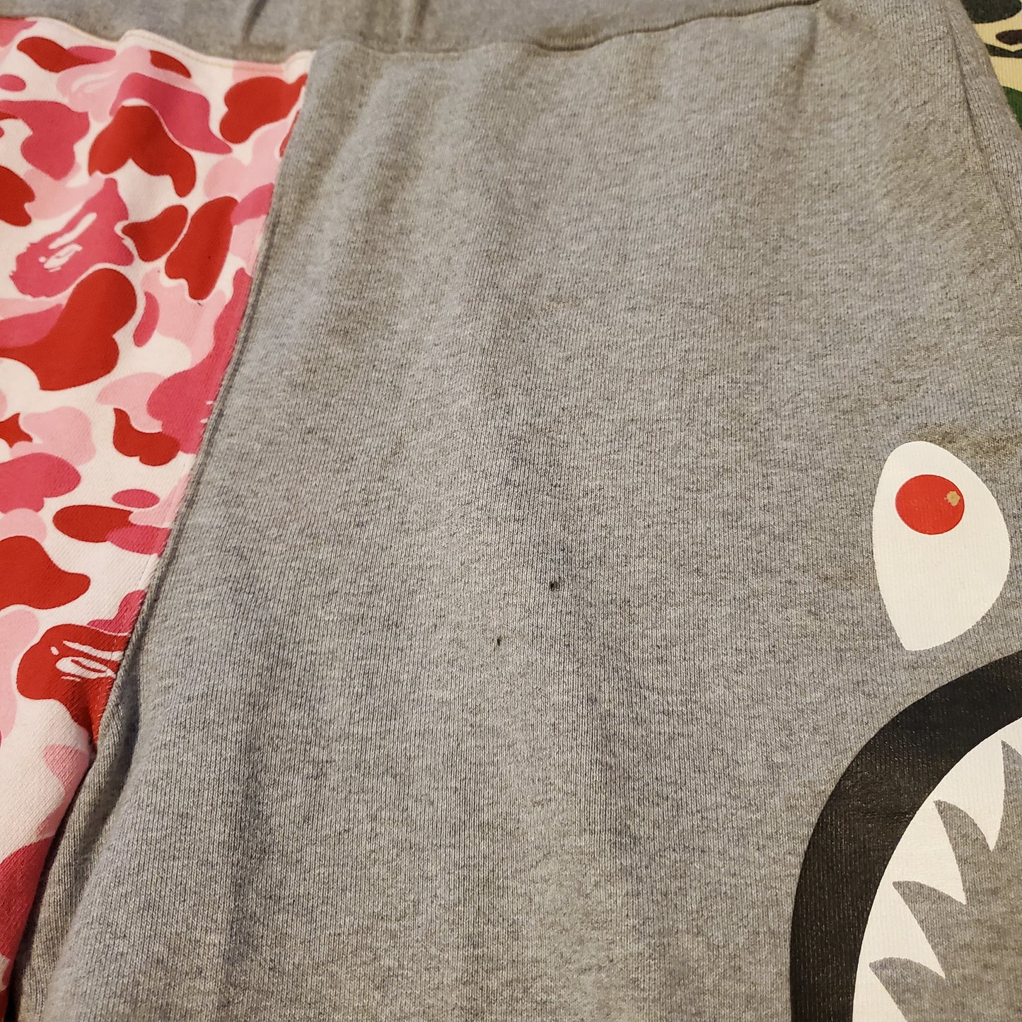 Bape Grey / ABC Pink Cotton Side Shark Shorts