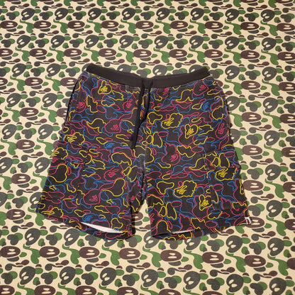 Bape Black Neon Camo Cotton Shorts