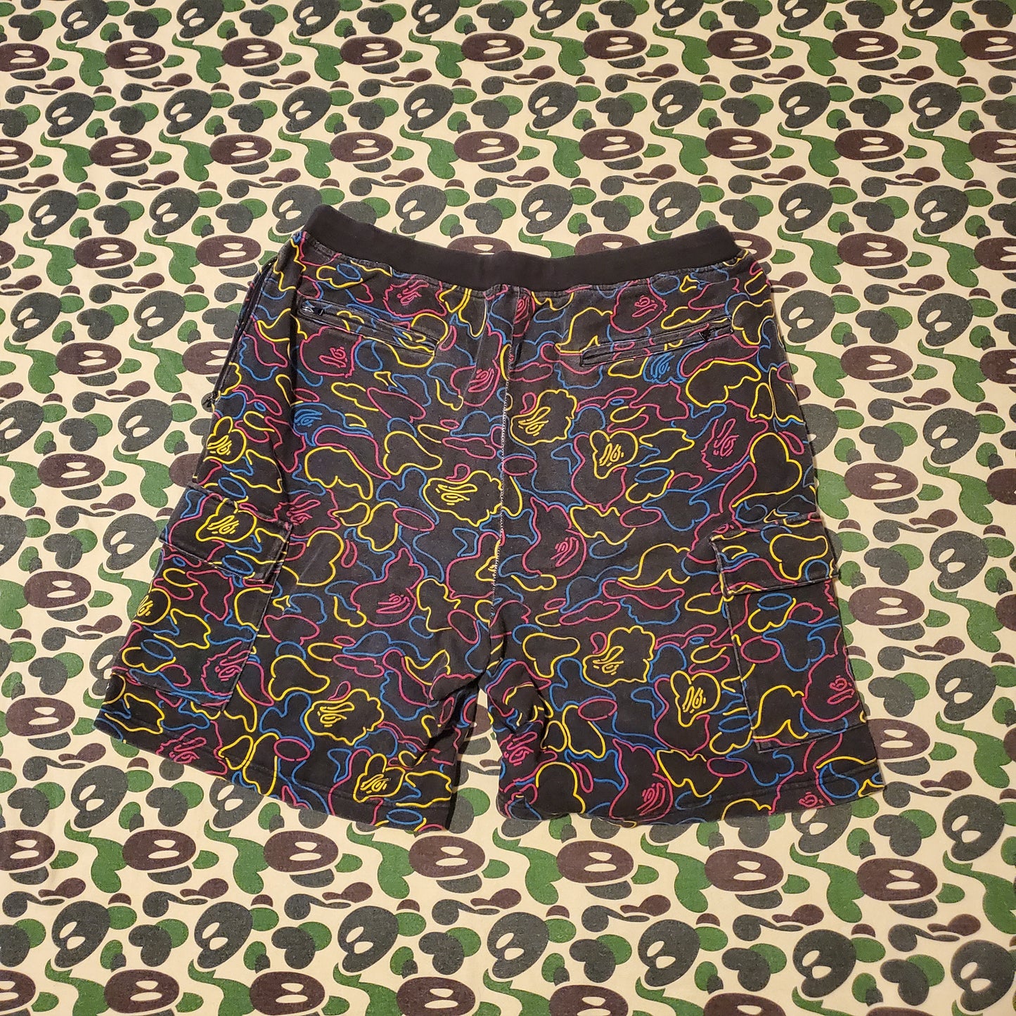 Bape Black Neon Camo Cotton Shorts