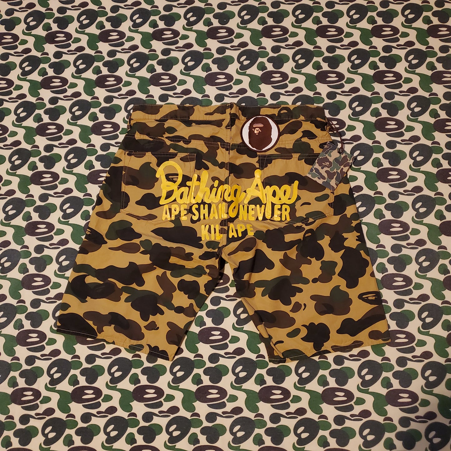 Bape 1st Yellow Camo Cotton Shorts