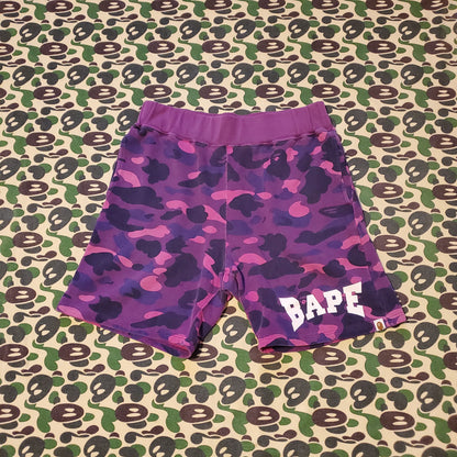 Bape Spellout 1st Purple Camo Cotton Shorts