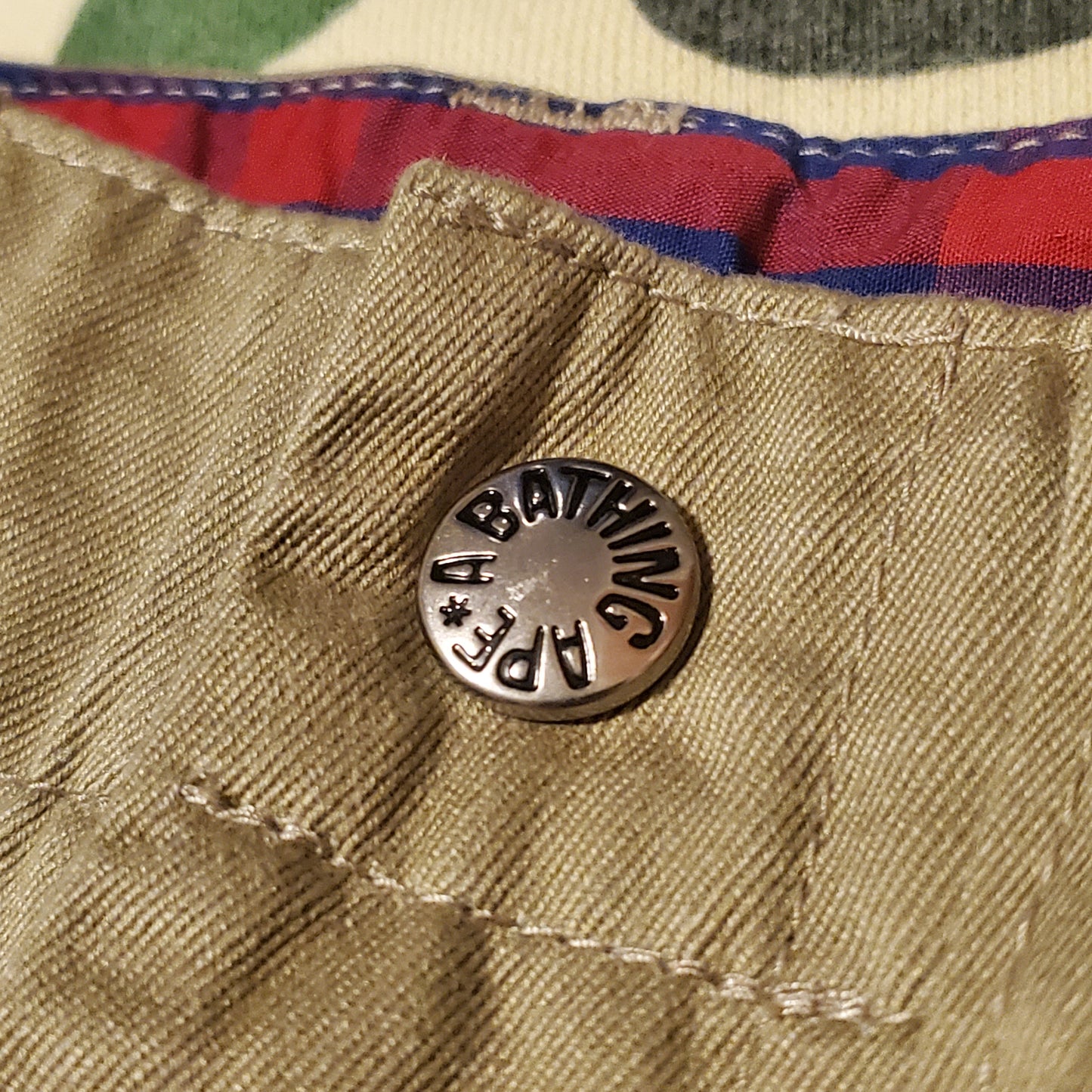 Bape Tan / Blue Plaid Khaki Shorts