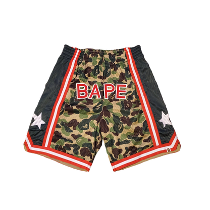 Bape ABC Green Sta Polyester Mesh Basketball Shorts