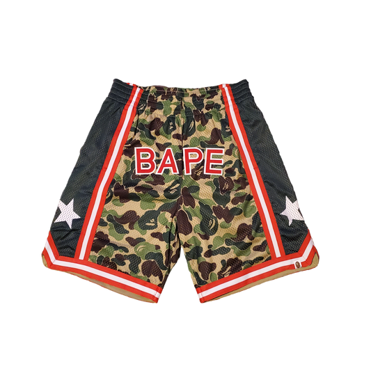 Bape ABC Green Sta Polyester Mesh Basketball Shorts