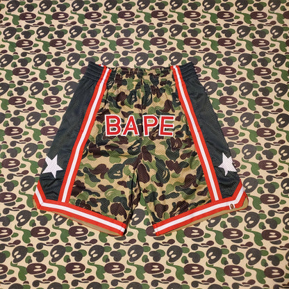 Bape ABC Green Sta Polyester Mesh Basketball Shorts