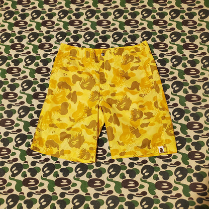 Bape Yellow Fire Camo Polyester Beach Shorts '09