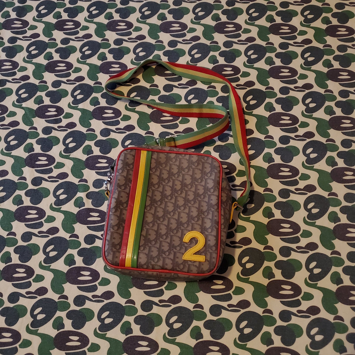 Dior Vintage "Rasta" Brown Monogram Shoulder Bag 2004