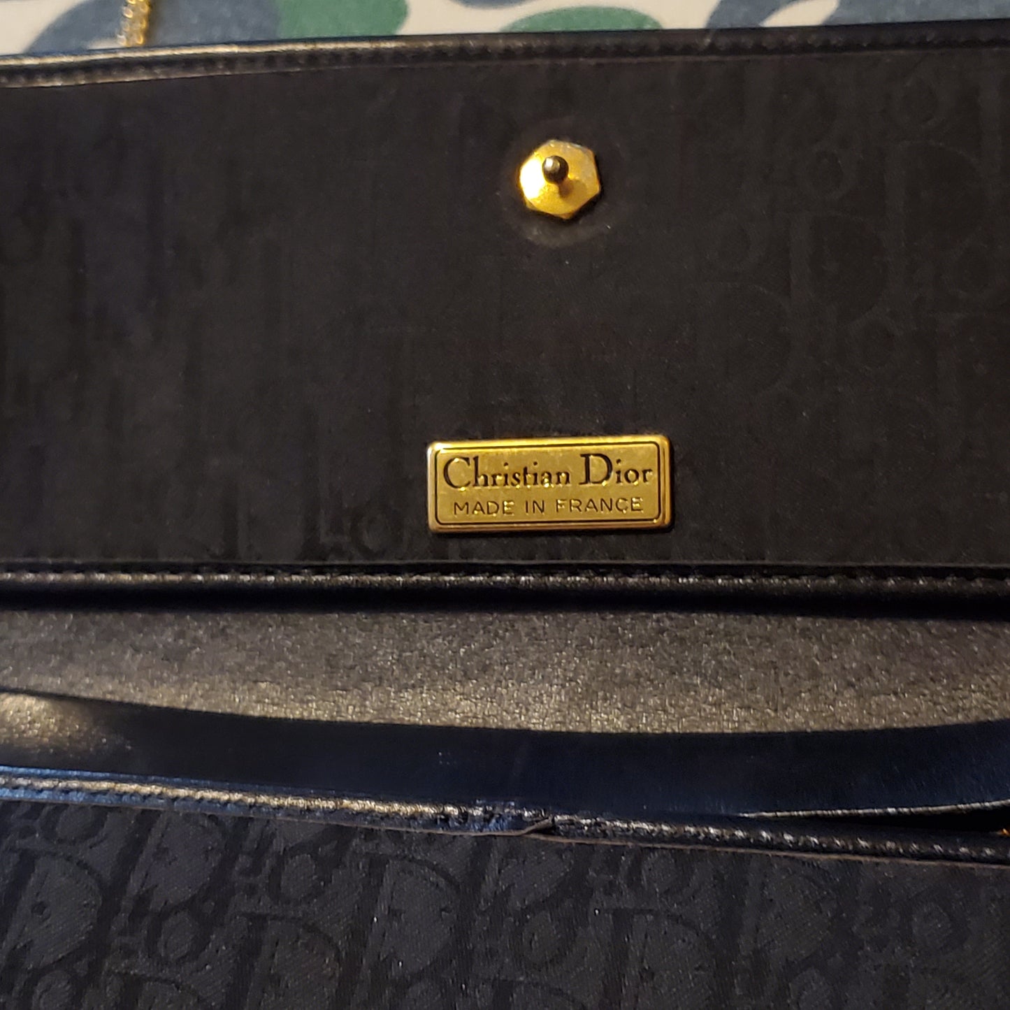 Dior Vintage Oblique Black Monogram Canvas Clutch / Purse