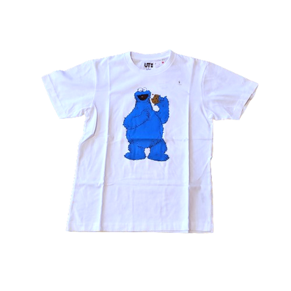 KAWs x Sesame Street x Uniqlo UT Cookie Monster Graphic Shirt White/Blue