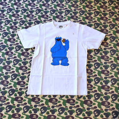 KAWs x Sesame Street x Uniqlo UT Cookie Monster Graphic Shirt White/Blue