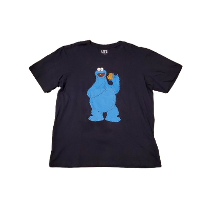 KAWs x Sesame Street x Uniqlo UT Cookie Monster Graphic Shirt Black