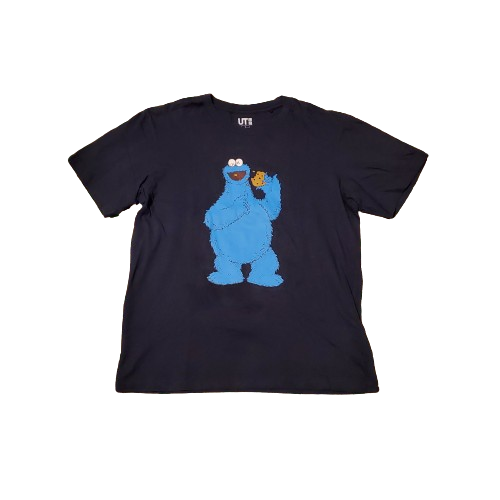 KAWs x Sesame Street x Uniqlo UT Cookie Monster Graphic Shirt Black