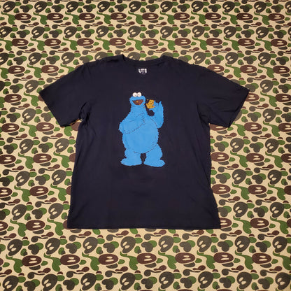 KAWs x Sesame Street x Uniqlo UT Cookie Monster Graphic Shirt Black