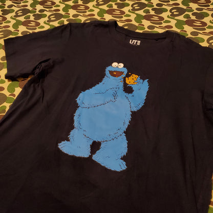 KAWs x Sesame Street x Uniqlo UT Cookie Monster Graphic Shirt Black