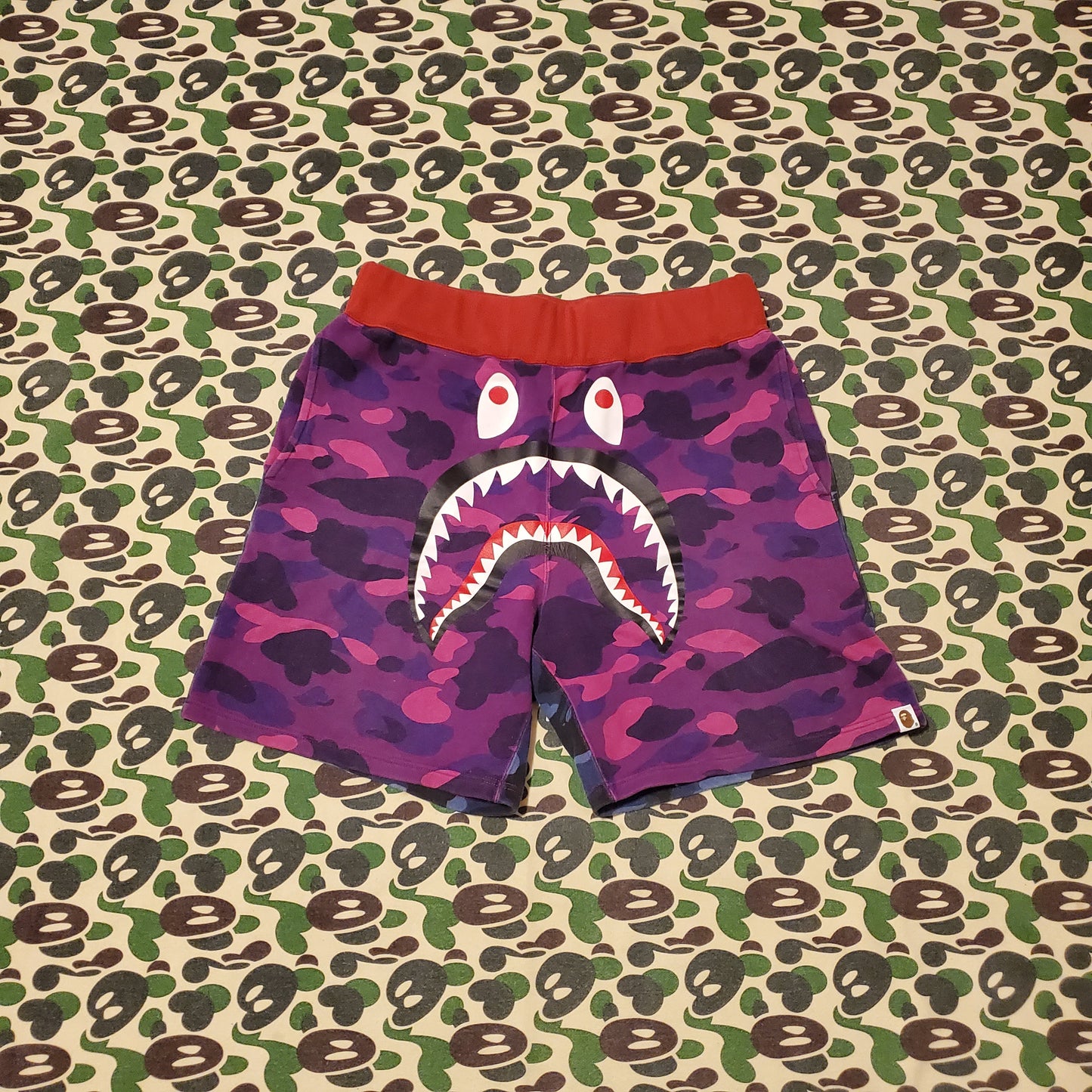 Bape Crazy Camo Cotton Shark Shorts