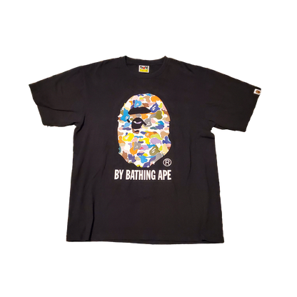 Bape Black Rainbow Camo Logo Shirt