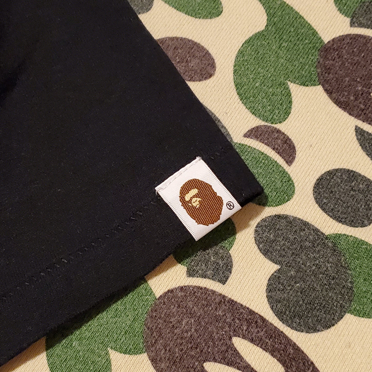 Bape Black Rainbow Camo Logo Shirt