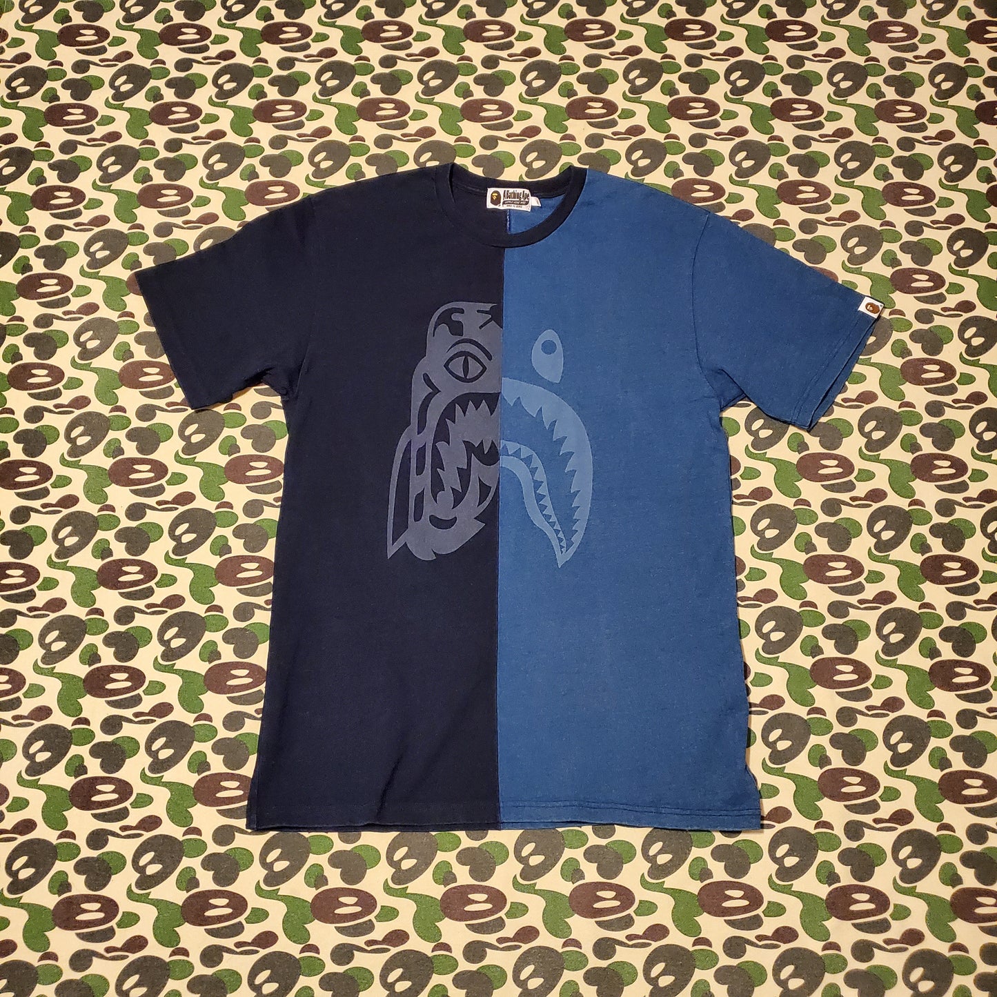 Bape Navy / Blue Tiger Shark Split Shirt