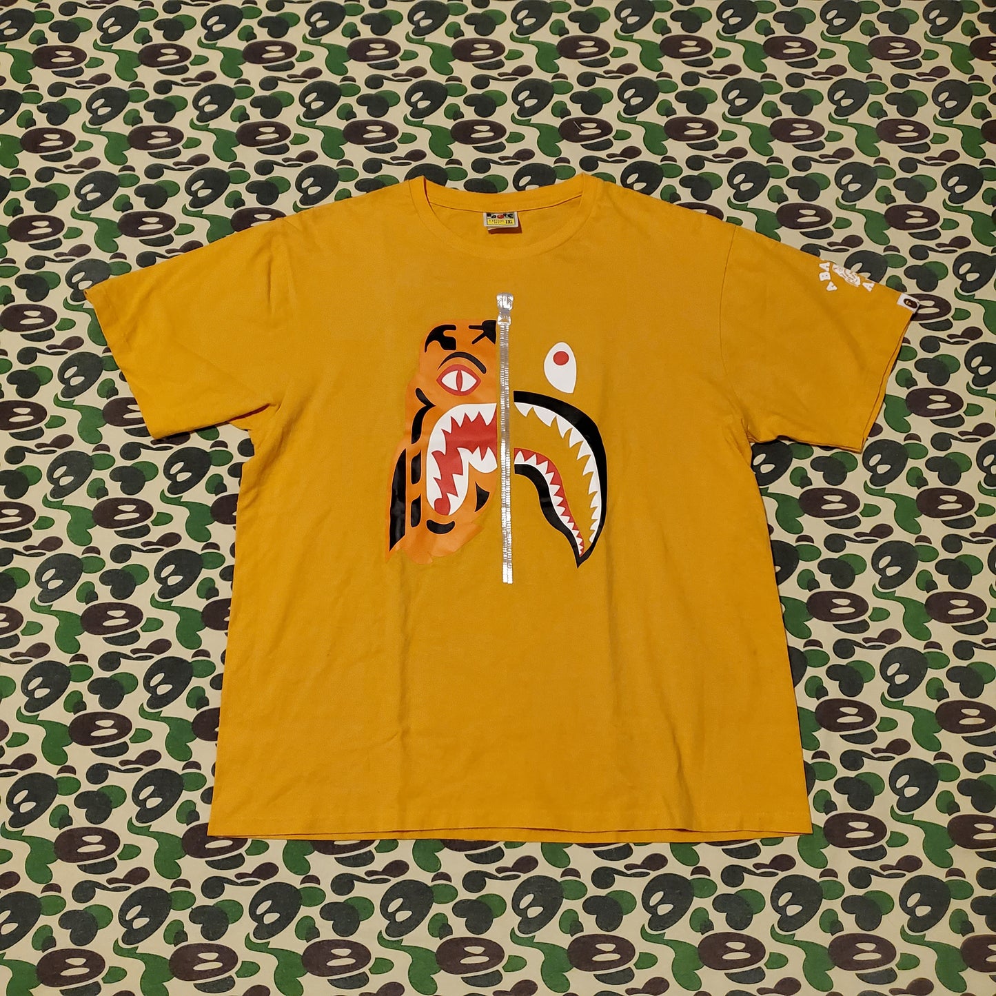 Bape Yellow Tiger Shark Split Shirt