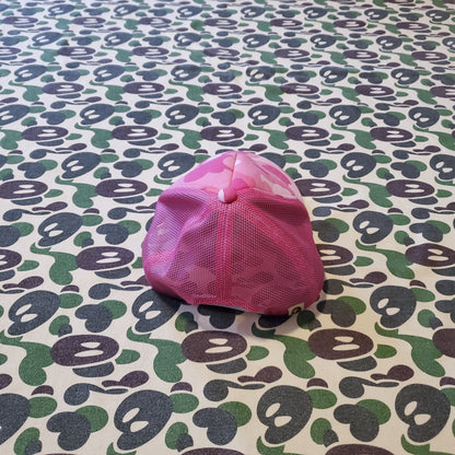 Bape x Stussy ABC Pink Trucker Hat