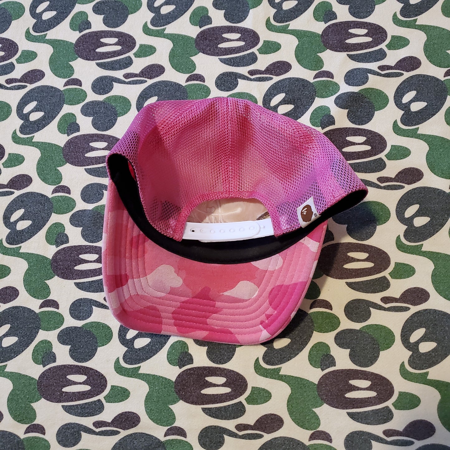 Bape x Stussy ABC Pink Trucker Hat