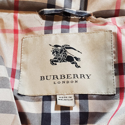 Burberry Down Feather Jacket With Plaid Trim