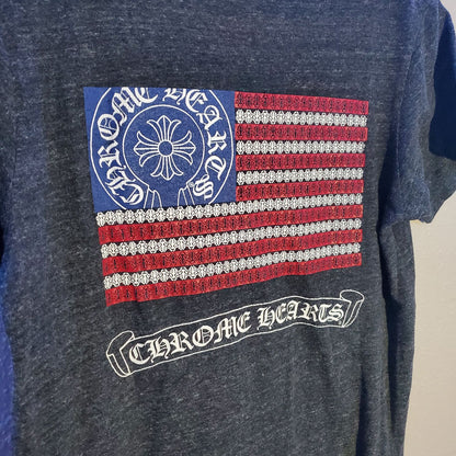 Chrome Hearts V Neck Shirt with Flag Graphic