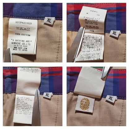 Bape Tan / Blue Plaid Khaki Shorts