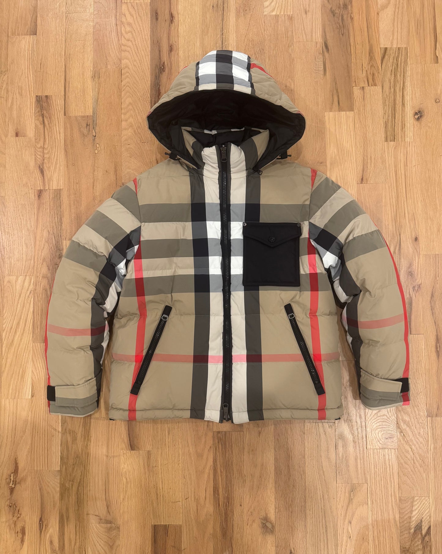 Reversible Burberry Plaid Down Puffer Coat