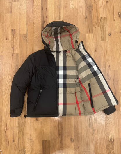 Reversible Burberry Plaid Down Puffer Coat