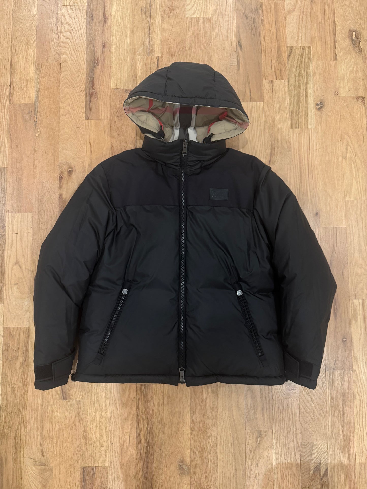 Reversible Burberry Plaid Down Puffer Coat