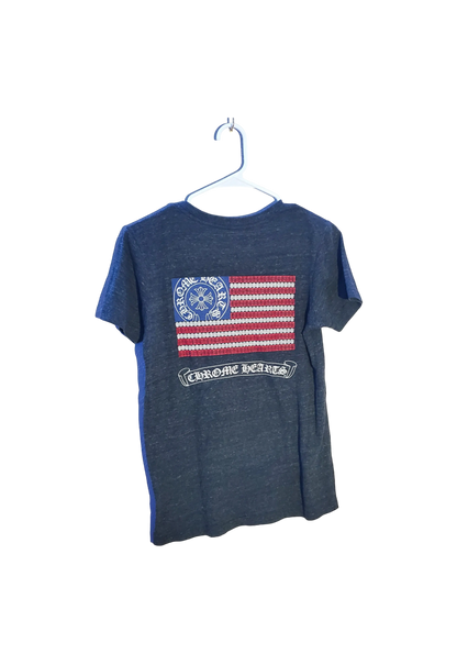 Chrome Hearts V Neck Shirt with Flag Graphic