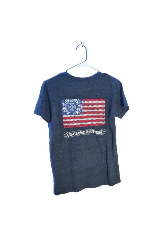 Chrome Hearts V Neck Shirt with Flag Graphic